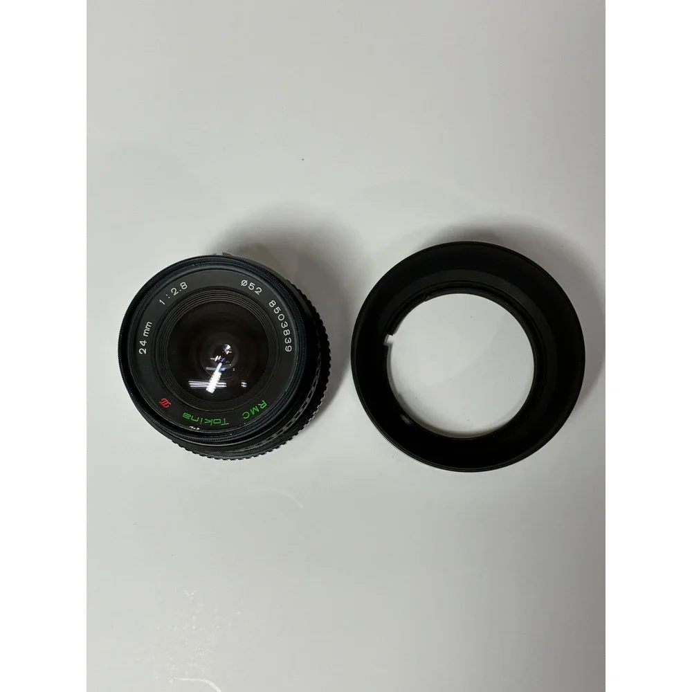 Bundle Tokina RMC 24mm f2.8 Wide Angle Lens Nikon AI Mount Nikon HS-9 Hood Japan